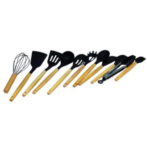 ست کفگیر و ملاقه ۱۲ پارچه بامبو سیلیکونی