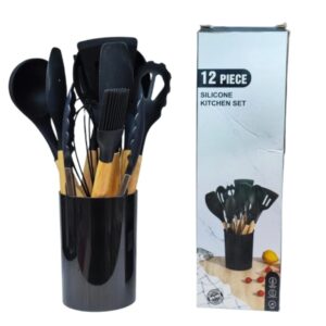 ست کفگیر و ملاقه ۱۲ پارچه بامبو سیلیکونی